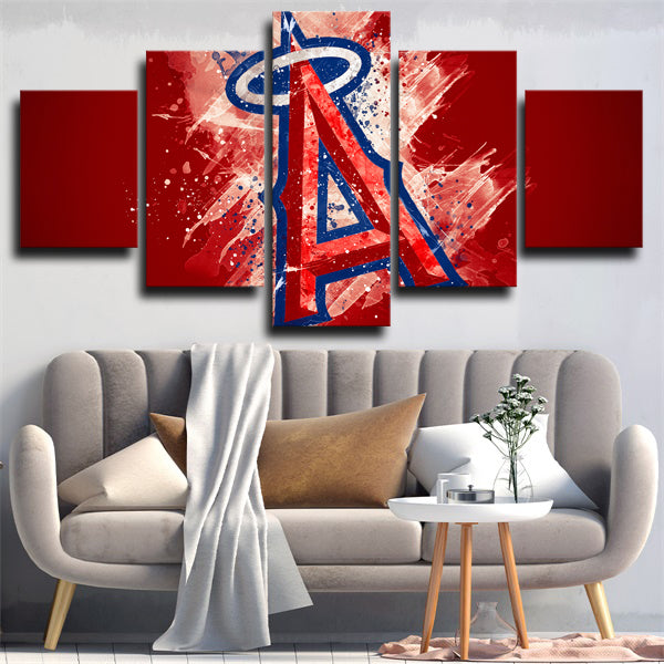 Los Angeles Angels Paint Red Emblem Canvas Wall Art