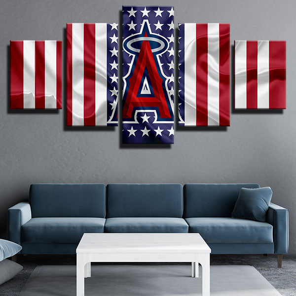 Los Angeles Angels Silk Flag Emblem Canvas Wall Art