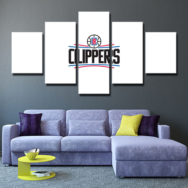 Los Angeles Clippers All White Emblem Canvas Wall Art