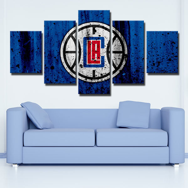 Los Angeles Clippers Black Spot Emblem Canvas Wall Art