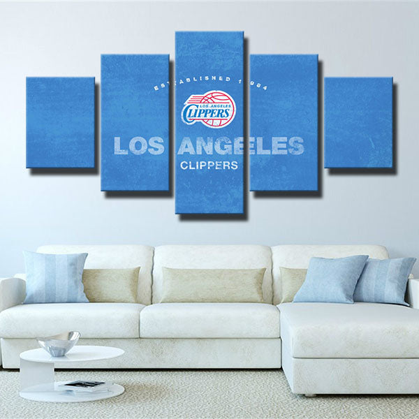 Los Angeles Clippers Blue Emblem Canvas Wall Art