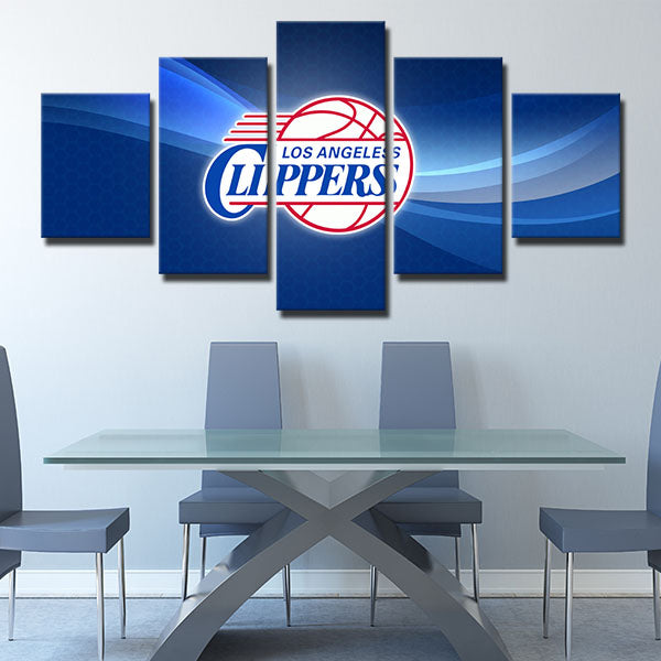 Los Angeles Clippers Blue Honeycomb Emblem Canvas Wall Art