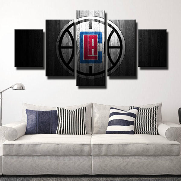 Los Angeles Clippers Gray Wood Emblem Canvas Wall Art