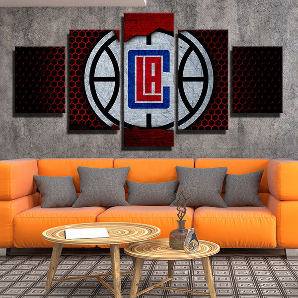 Los Angeles Clippers Honeycomb Emblem Canvas Wall Art
