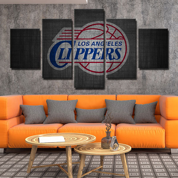 Los Angeles Clippers Metal Emblem Canvas Wall Art