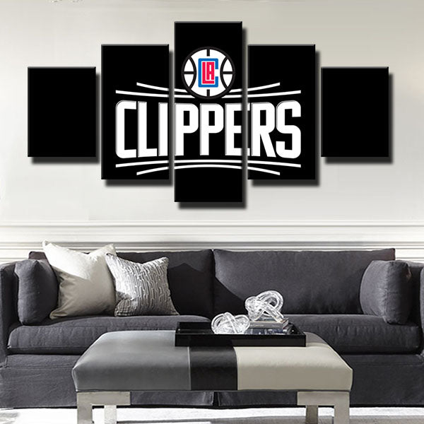 Los Angeles Clippers Team Name Emblem Canvas Wall Art