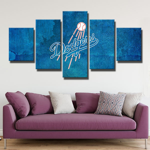 Los Angeles Dodgers Blue Sky Emblem Canvas Wall Art