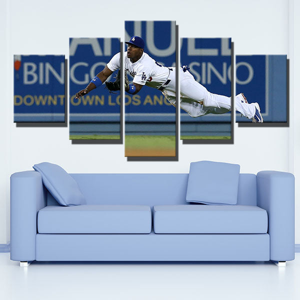 Los Angeles Dodgers Player Catching Action Canvas Wall Art