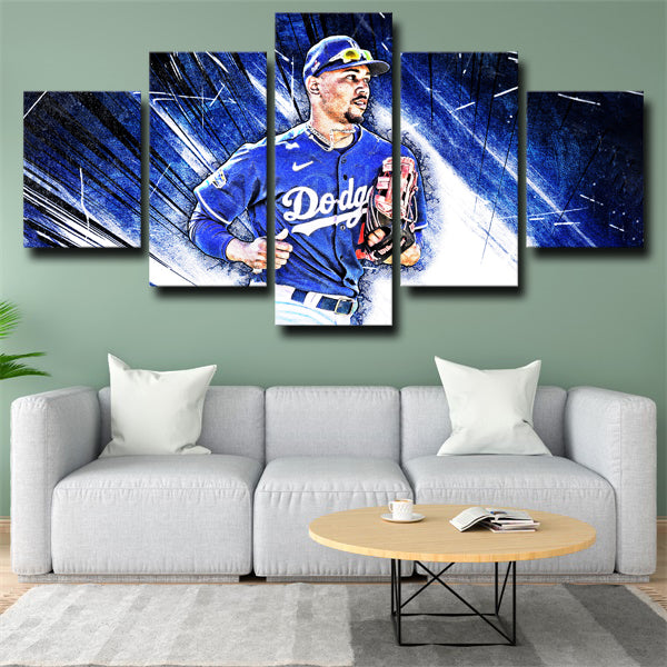 Los Angeles Dodgers Right Fielder Mookie Betts Canvas Wall Art