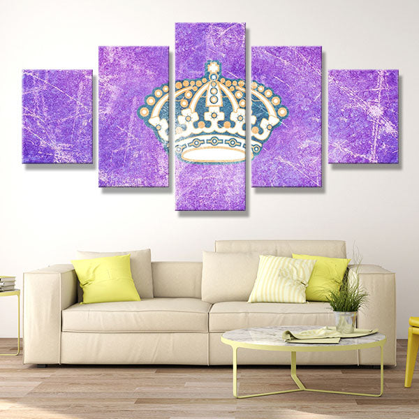 Los Angeles Kings Purple Lightning Emblem Canvas Wall Art
