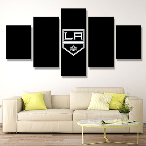 Los Angeles Kings Shining Black Emblem Canvas Wall Art