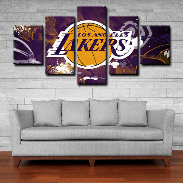 Los Angeles Lakers Basketball Emblem Canvas Wall Art