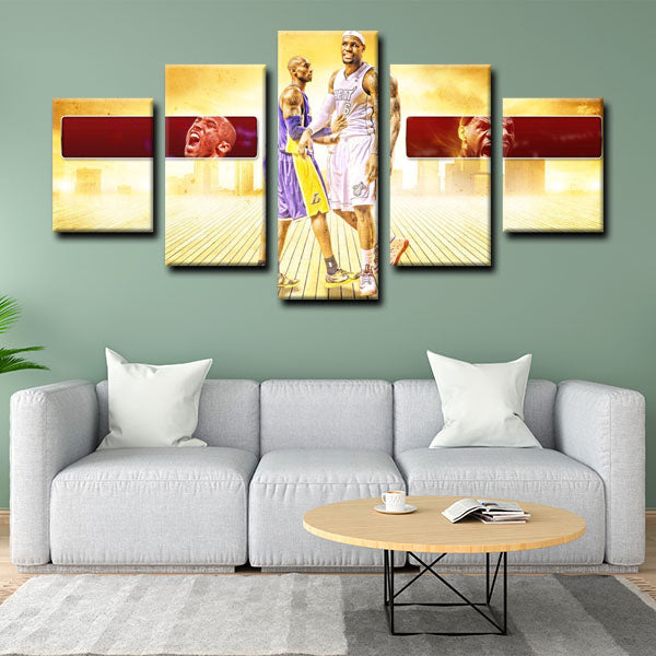 Los Angeles Lakers Kobe Bryant And Lebron James Canvas Wall Art