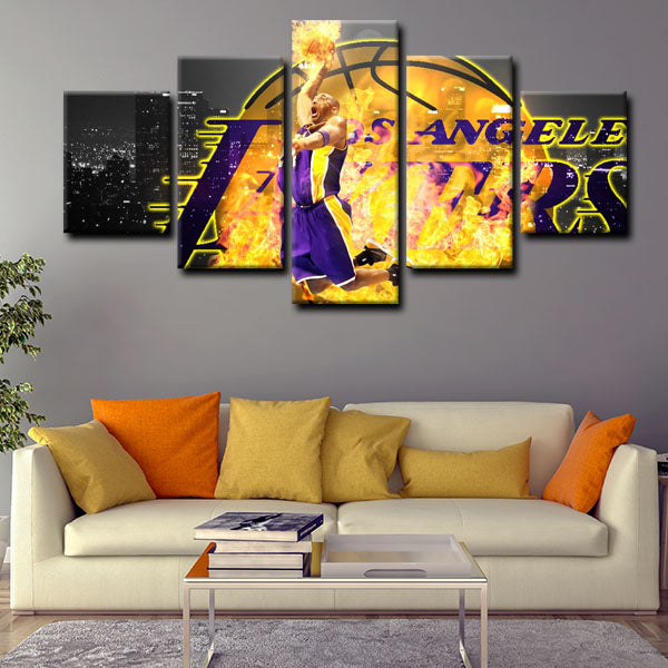 Los Angeles Lakers Shooting Guard Ocho Kobe Bryant Fire Canvas Wall Art
