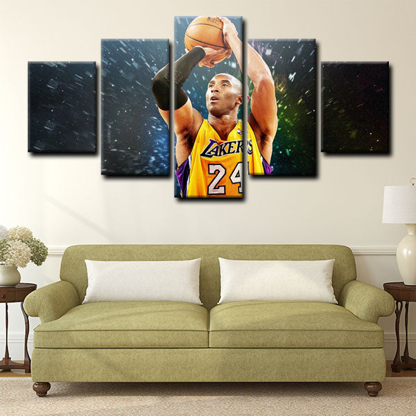 Los Angeles Lakers Shooting Guard The Dagger Kobe Bryant Raising Ball Canvas Wall Art