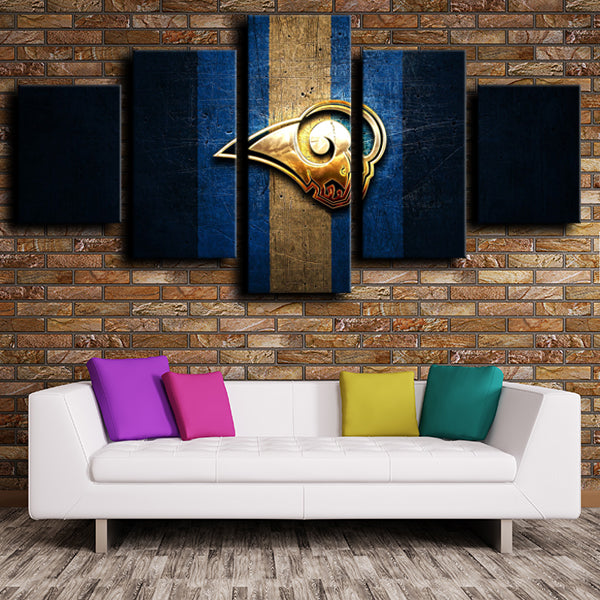 Los Angeles Rams Emblem Gold Canvas Wall Art