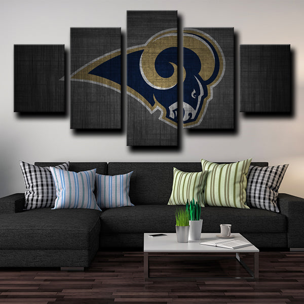 Los Angeles Rams Logo Crest Black Canvas Wall Art
