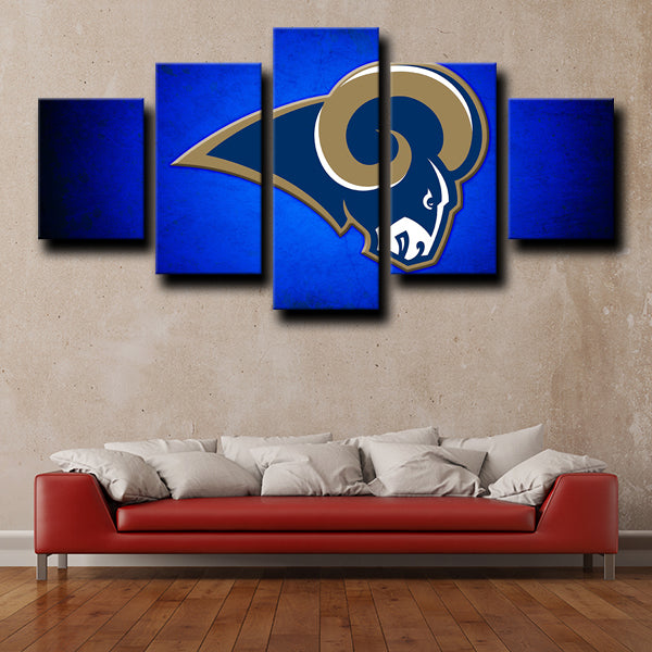 Los Angeles Rams Logo Emblem Blue And Black Canvas Wall Art