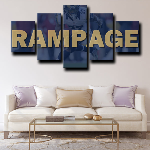 Los Angeles Rams Mace Mason Black Canvas Wall Art