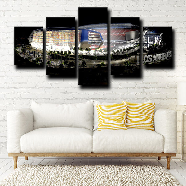 Los Angeles Rams Rugby Stadium Black Canvas Wall Art