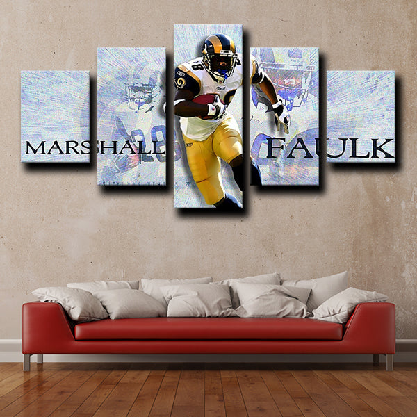 Los Angeles Rams Running Back The Greatest Show On Turf Marshall Faulk Canvas Wall Art