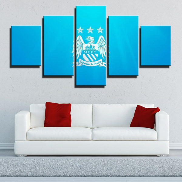 Manchester City Fc Blue Emblem Canvas Wall Art