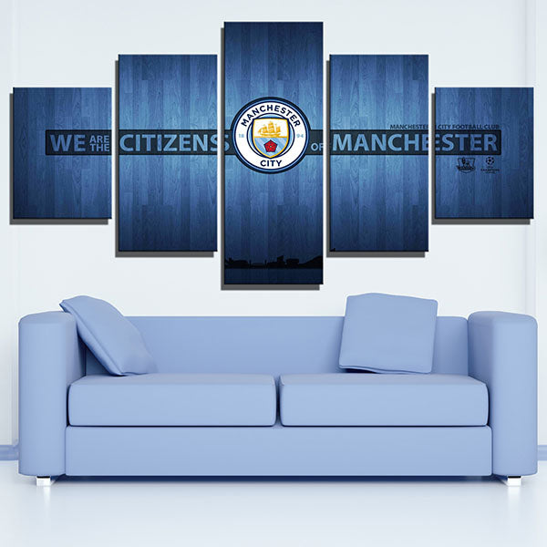Manchester City Fc Blue Emblem Canvas Wall Art