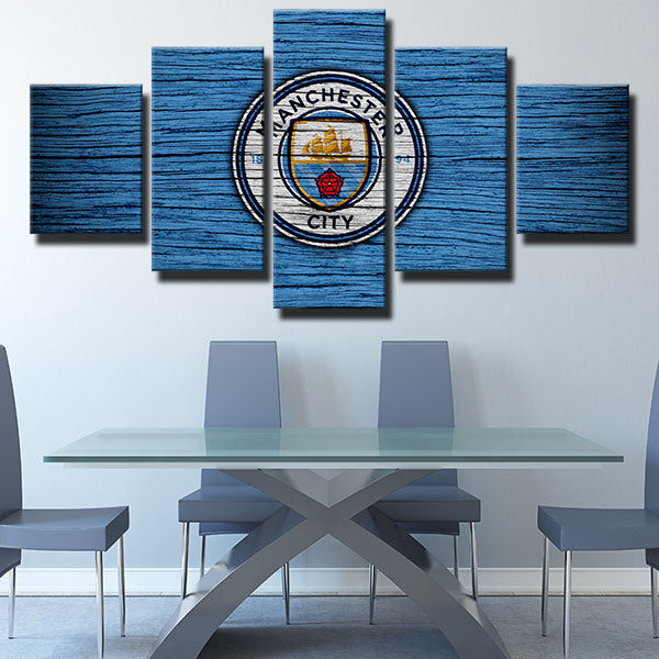 Manchester City Fc Blue Log Emblem Canvas Wall Art