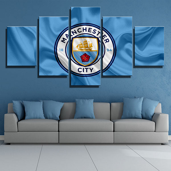 Manchester City Fc Cloth Emblem Canvas Wall Art