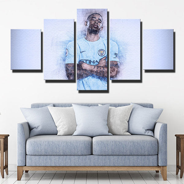 Manchester City Fc Forward Gabriel Hand Drawn Canvas Wall Art