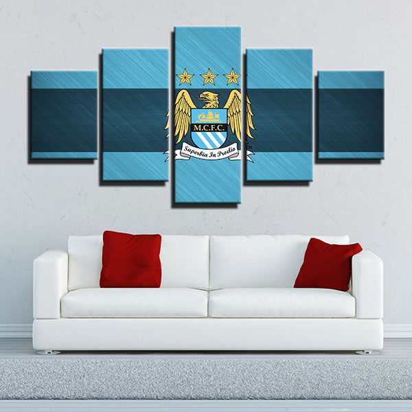 Manchester City Fc Green Emblem Canvas Wall Art