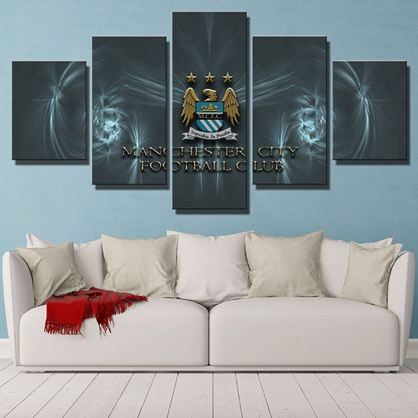 Manchester City Fc Green Emblem Canvas Wall Art