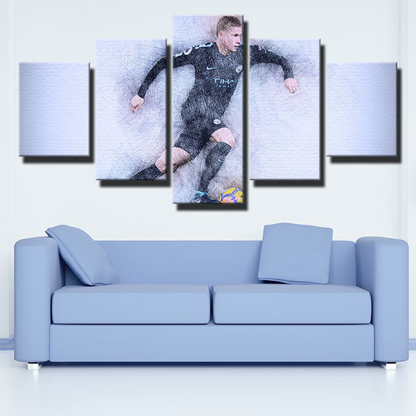 Manchester City Fc Midfielder Kevin De Bruyne Hand Drawn Canvas Wall Art