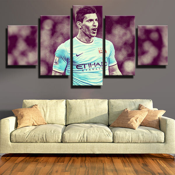 Manchester City Fc Striker Kun Aguero Nostalgia Canvas Wall Art