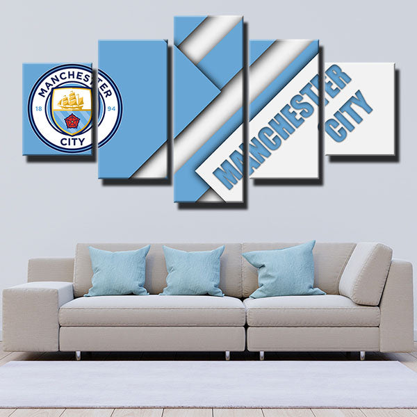 Manchester City Fc Wathet Simple Emblem Canvas Wall Art