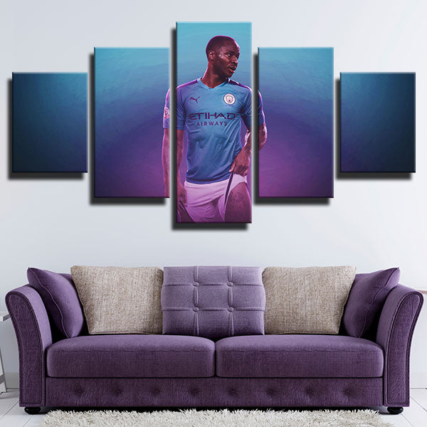 Manchester City Fc Winger Raheem Sterling Purple Gradient Canvas Wall Art