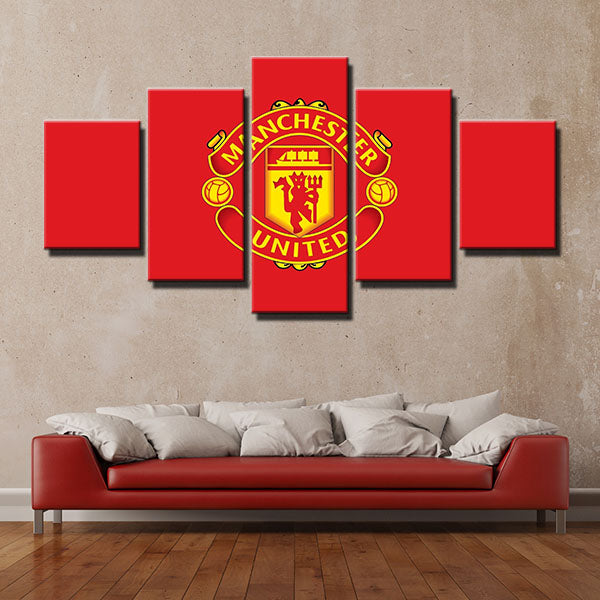 Manchester United Fc Bright Red Emblem Canvas Wall Art