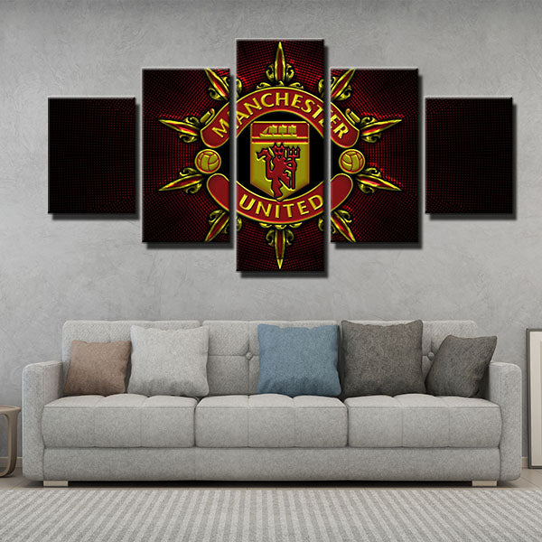 Manchester United Fc Dark Style Emblem Canvas Wall Art