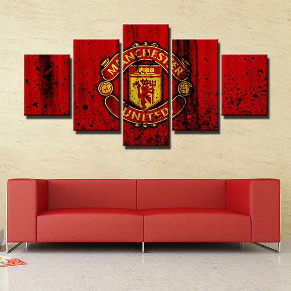 Manchester United Fc Dirty Emblem Canvas Wall Art