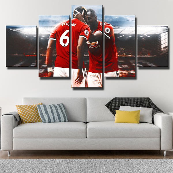 Manchester United Fc Duo Paul Pogba &Amp; Romelu Lukaku Team Friendship Canvas Wall Art