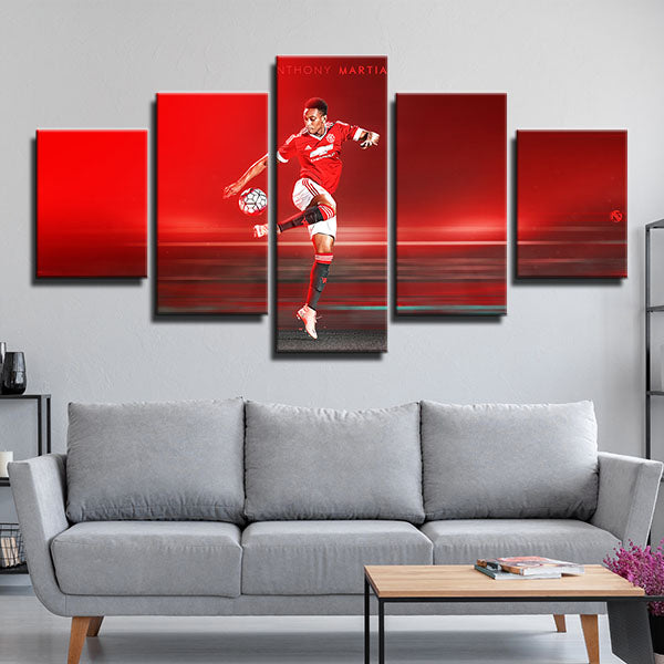 Manchester United Fc Forward All Red Anthony Martial Canvas Wall Art