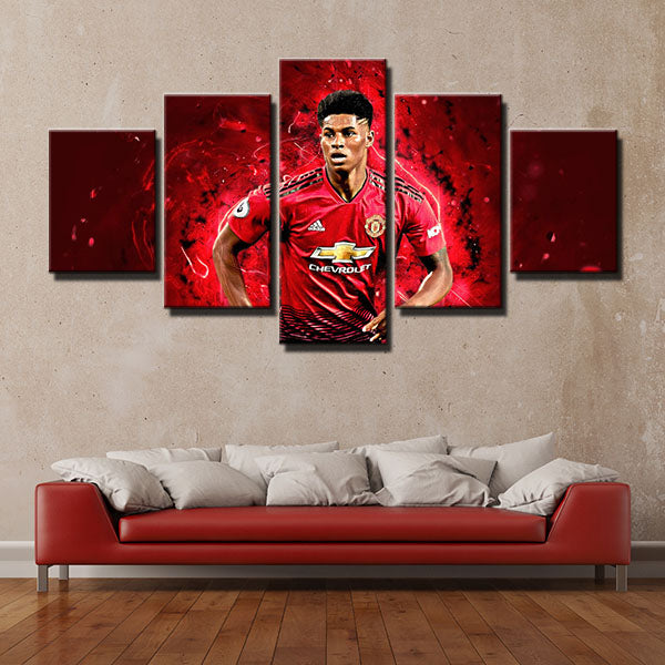 Manchester United Fc Forward Bend Red Marcus Rashford Canvas Wall Art