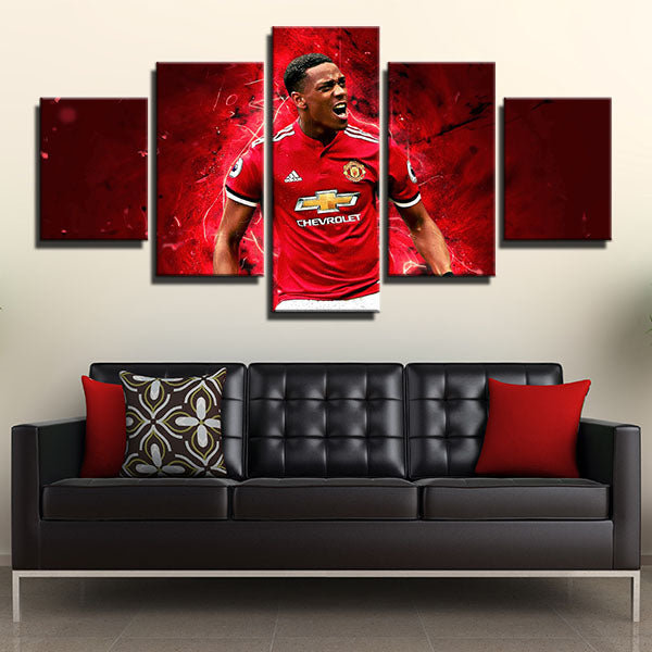 Manchester United Fc Forward Red Bend Anthony Martial Canvas Wall Art