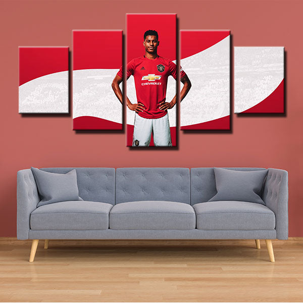 Manchester United Fc Forward Tall And Straight Marcus Rashford Canvas Wall Art