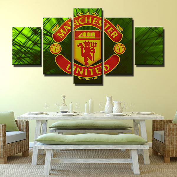 Manchester United Fc Green Emblem Canvas Wall Art