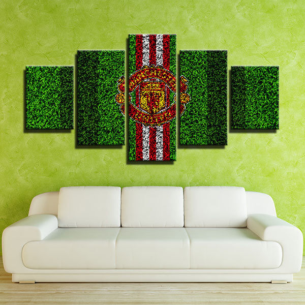 Manchester United Fc Green Lawn Emblem Canvas Wall Art