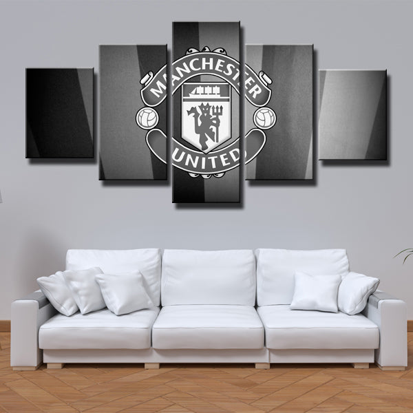 Manchester United Fc Grey Logo Canvas Wall Art