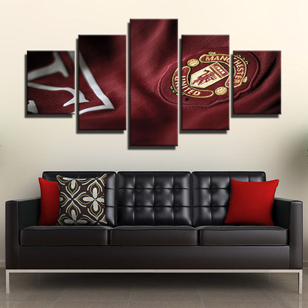 Manchester United Fc Gunny Cloth Emblem Canvas Wall Art