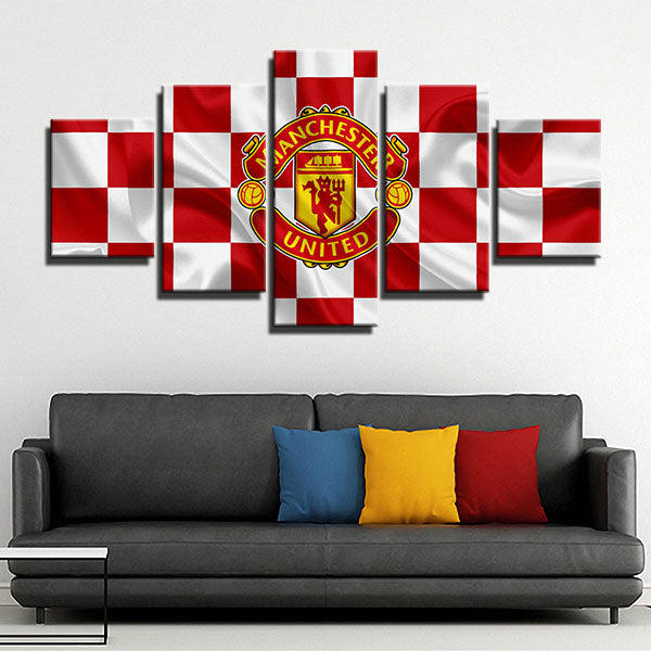 Manchester United Fc Lattice Emblem Canvas Wall Art