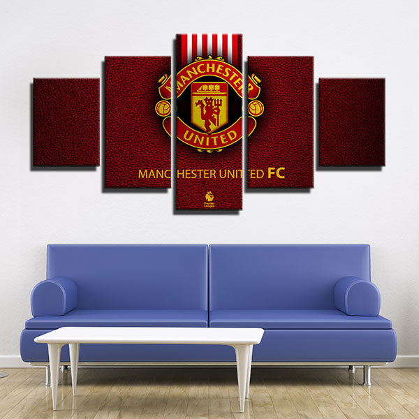 Manchester United Fc Leather Emblem Canvas Wall Art